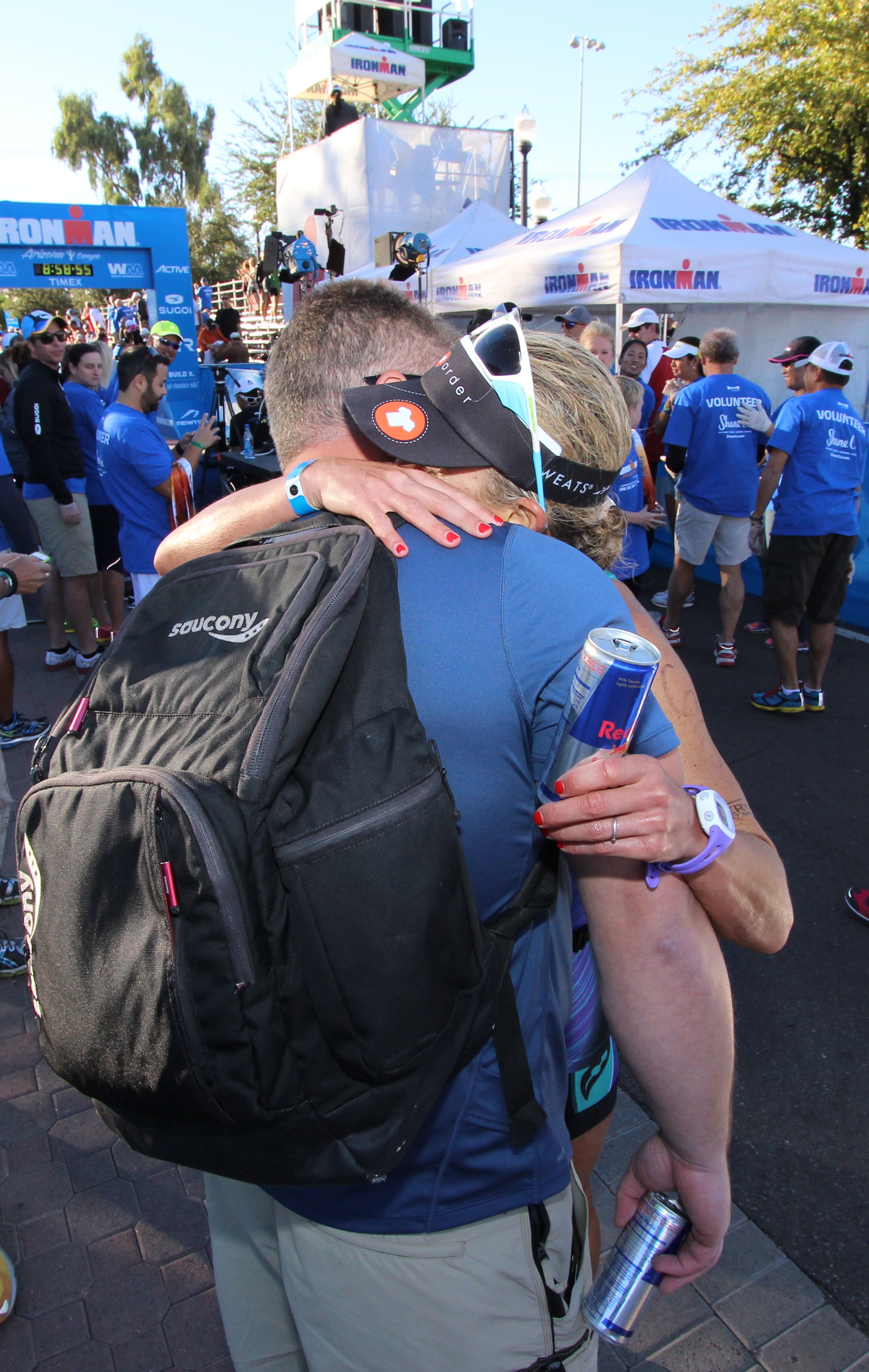 Meredith Kessler triathlete Ironman Arizona holding Red Bull